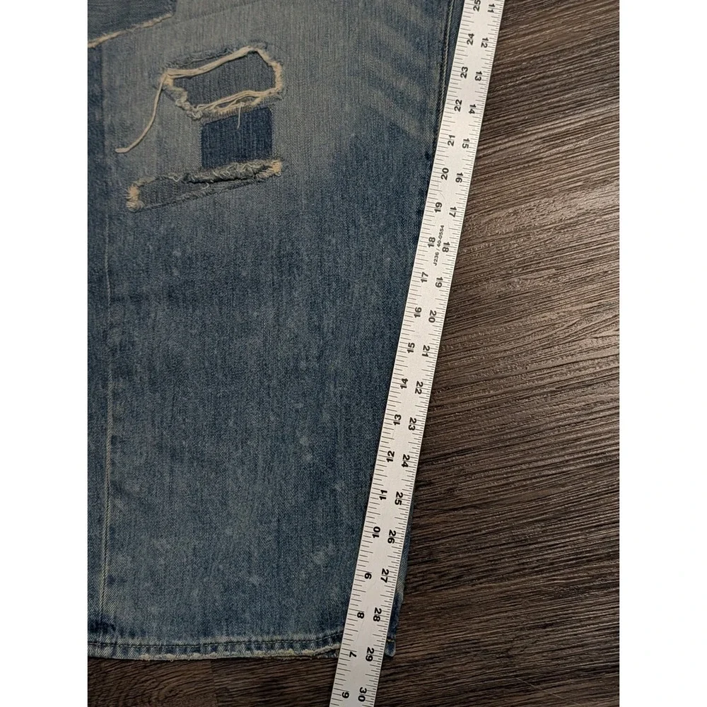 Polo Ralph Lauren Varick Slim Straight Patchwork Bandana Distressed Jeans 50Bx30